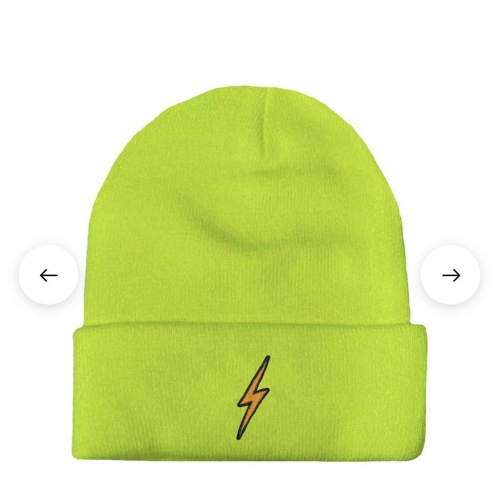 Aviator Nation Bolt Logo Full Rib Beanie‎ Neon Yellow Unisex Made in USA